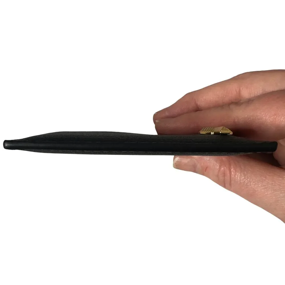 Tiffany & Co Black Leather Card Holder Wallet Gold T Logo Minimalist Luxury - Picture 6 of 11